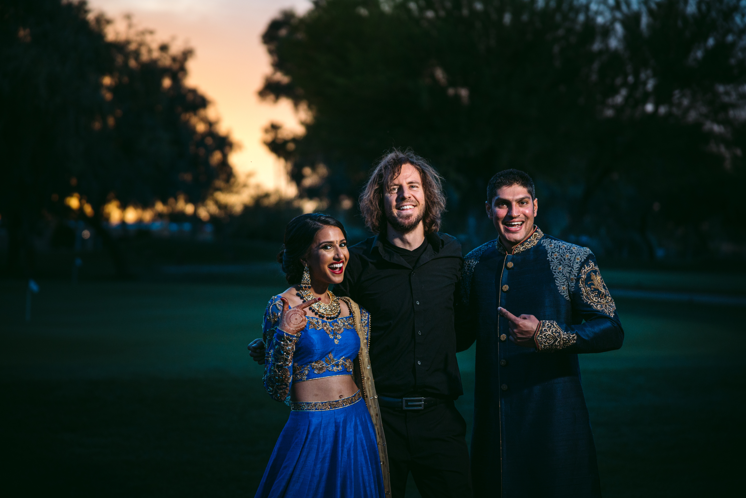 Sharadhi and Kunal’s Wedding Pierpoint Studios owner with Indian wedding couple in Phoenix